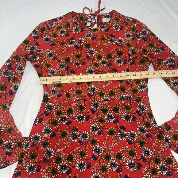 WAYF Medium Long Sleeve Tie Back Floral Dress Retro 70s Inspired - Picture 8 of 12